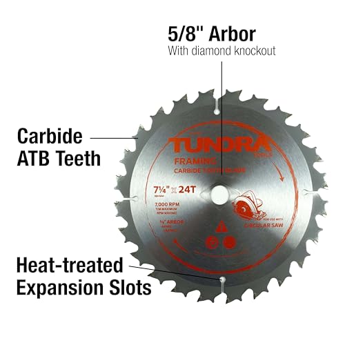 Image of Tundra Tools 09303 Framing Circular Saw Blade, 7-1 /4 inch, 24T, 10 Pack | Tungsten Carbide Teeth, Circular saw blade, General Purpose, Precision balanced