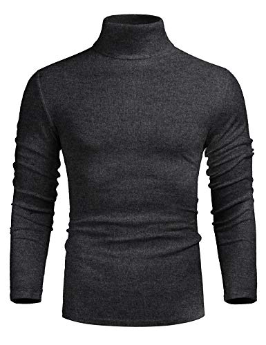 Image of Poriff Men's Casual Slim Fit Basic Tops Knitted Thermal Turtleneck Pullover Sweater