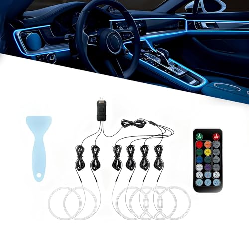 WJHVNH Luces Coche Interiores para Chrysler 200, Kits de Iluminación Ambiental, Tira de Luces LED para Interior con Control Remoto, 8m