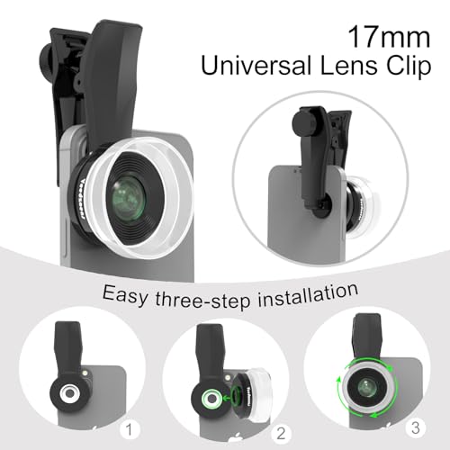 Veedzoens 10X Macro Lens for iPhone Android Smartphone, Compatible with SmallRig NEEWER Phone Cage, with Detachable Diffuser Hood, 17mm Thread Universal Phone Lens Clip and Black Portable Bag