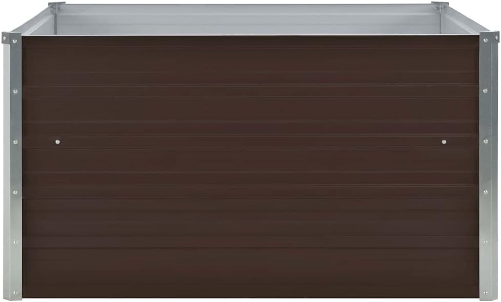 Raised Bed 100 x 100 x 45 cm in Brown Galvanised Steel, Outdoor Planter, Raised Vertical Garden for Balcony and Garden, Mini Raised Garden for Seedlings, Vertical Garden