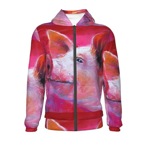 Pink Stripes Kid Hoodies Boys Zip Up Sweatshirts Girls Pullover with Pocket2