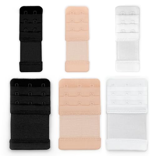 YISCOKO alargador Sujetador Correa de Extensión del Sujetador 3 Filas 2 Ganchos 3 Ganchos（6 Piezas）.