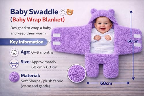 Image of BRANDONN Baby Blanket Newborn Gift Pack of Swaddle Wrapper, 0-9 Months, Length 68 cm x Width 68 cm