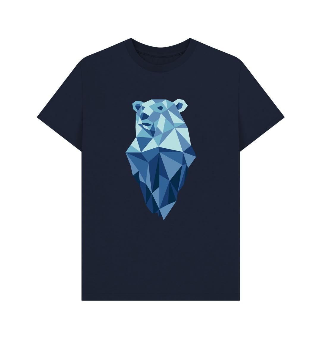Rapanui Men's Navy Blue Low Poly Polar Bear Arctic Wildlife Geometric Art T-Shirt