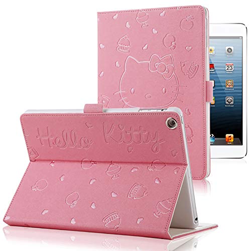 iPad 9.7 2018/2017 Case,iPad Air 1 Air 2 Case,Cartoon Hello Kitty Pattern Magnetic Stand Smart Cover with Auto Sleep Wake,Hard PC Protective Back Cover for Womaen,Girl,Kids (iPad 9.7 inch, Pink)
