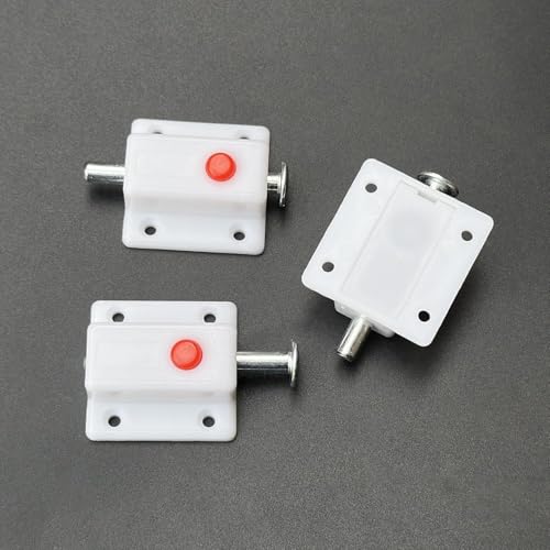 Image of 6 Pcs Automatic Spring Loaded Door Latch Lock ABS Plastic Push Security Bolt for Windows Cabinets Drawers Kitchen Furniture Sliding Locks Home Safety & Window Cabinet Drawer (White)