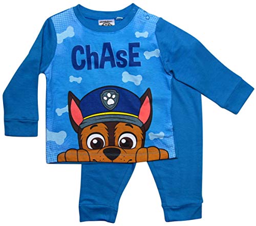 PAW PATROL Schlafanzug Jungen Lang Pyjama (Blau, 92-98)