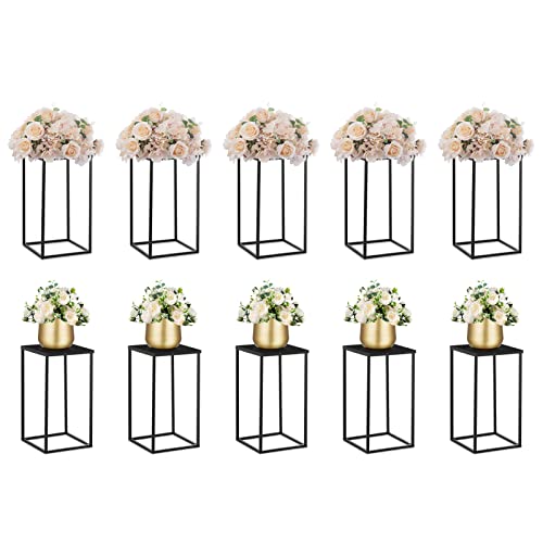 NUPTIO Black Vase Wedding Centerpieces, Geometric Stand, 15.7" Tall, 2 Pcs