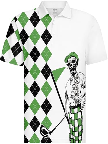 HIVICHI Funny Golf Shirts for Men Crazy Printed Pattern Colorful Wild Novelty Performance Moisture Wicking Mens Polo Shirt3
