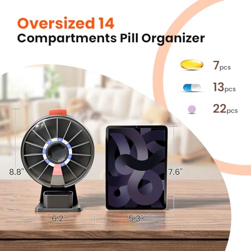 Odaro Large Pill Dispenser, Weekly Pill Organizer 7 Day Am Pm / 14 Day Pill Box, Daily Medicine Pill Organizer with Wall-Mounted or Standing Use for Vitamin, Supplement, Medicine - Gray - Image 5