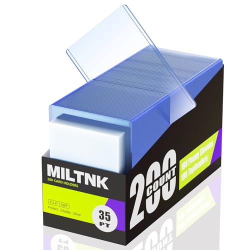 200 Pack Card Sleeves Toploaders, Hard Plastic Top Loaders, Baseball Sports Trading PKM Card Holder Protectors (100 Toploaders + 100 Sleeves)