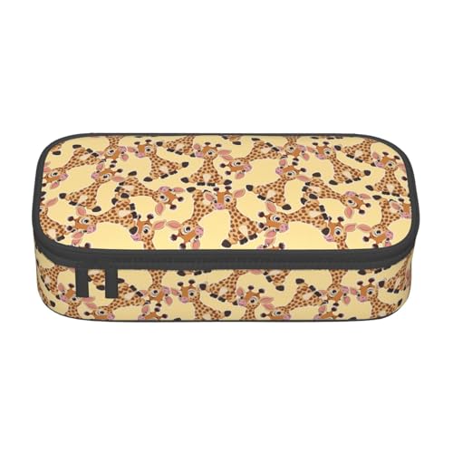 Image of Cute Baby Giraffe Large Pencil Case With Zipper Compartments Stationery Pencil Bag For Kids Teens Students School Supplies