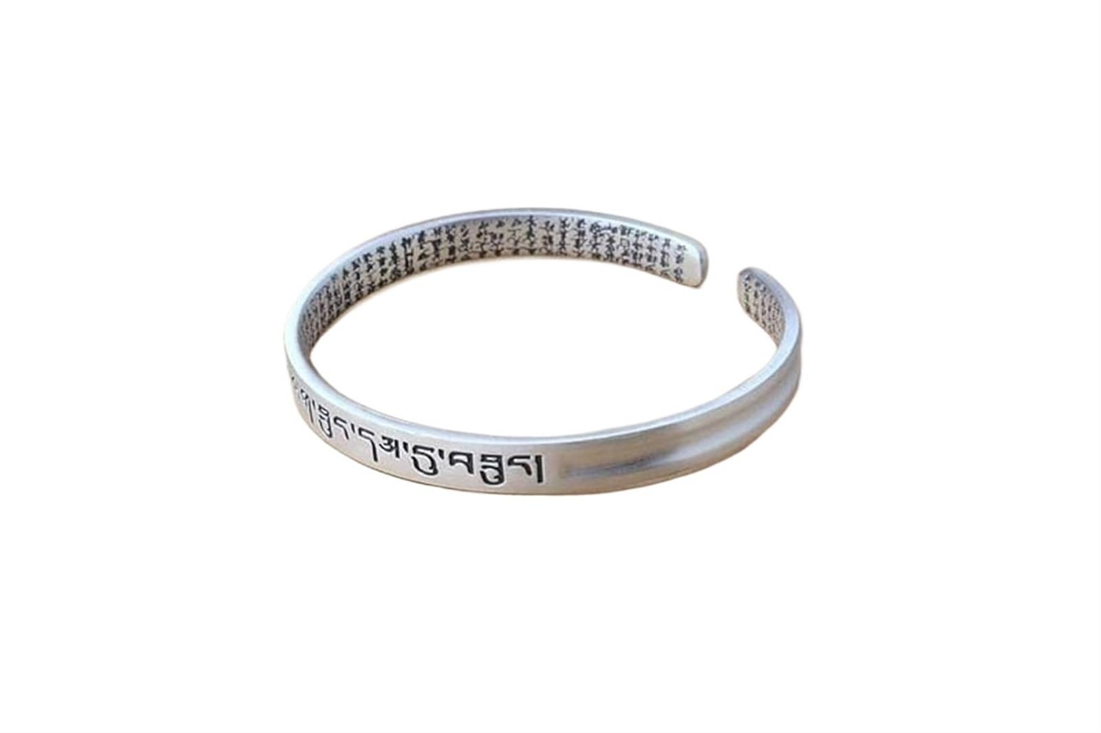 Bracciale in argento, bracciale rigido alla moda, braccialetto in argento S999 Detti buddisti Bracciale aperto Detti buddisti Bracciale in argento unisex I braccialetti da 30 g possono essere regalati