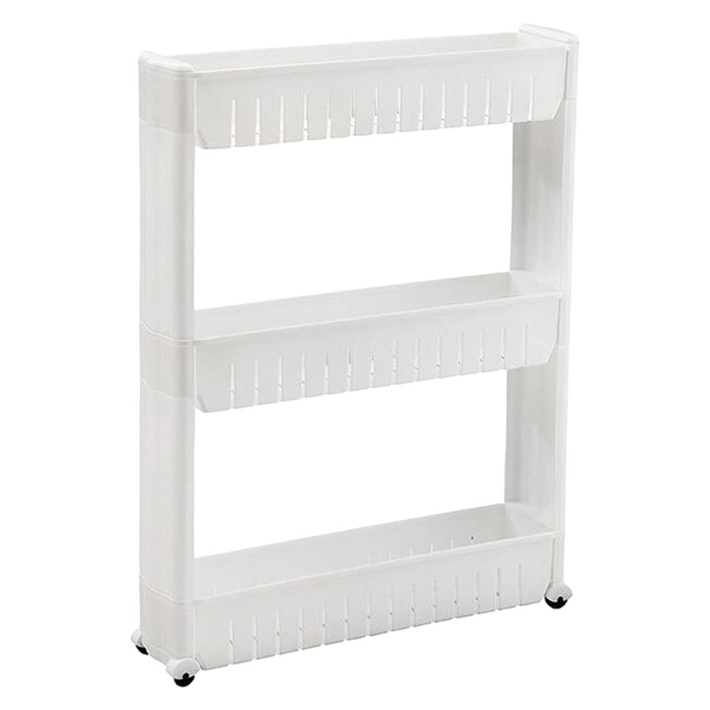 Slim Storage Shelf Cart Gap Rack with Pulleys Household for Narrow Places White 3 Layers-image-42