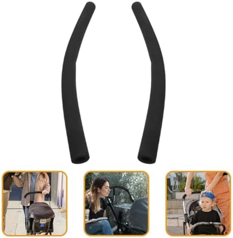 UKCOCO 4pcs Universal Black Sponge Pushchair Handle Foam Cover with Comfortable Grip and Hand Protection, Easy to Clean Stroller Handlebar Sleeve for Shopping Cart and Stroller Use — view 6