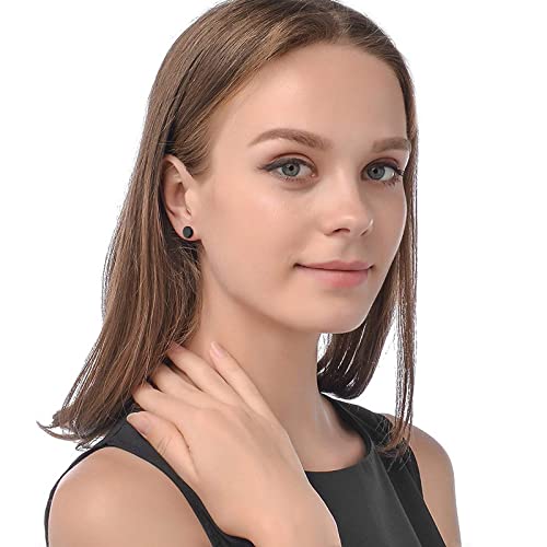 Black Round Stud Earrings Set Stainless Steel Ear Studs for Men Women 3-10mm4