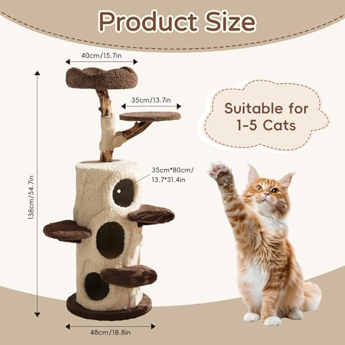 Árbol rascador de madera para gatos, 15x15x45 pulgadas miniatura 2