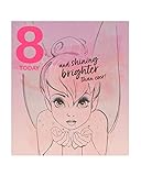 Brillante con acabados de lámina plateada, espolvorea un poco de polvo de pixie en su octavo cumpleaños con esta tarjeta de Disney Tinker Bell.