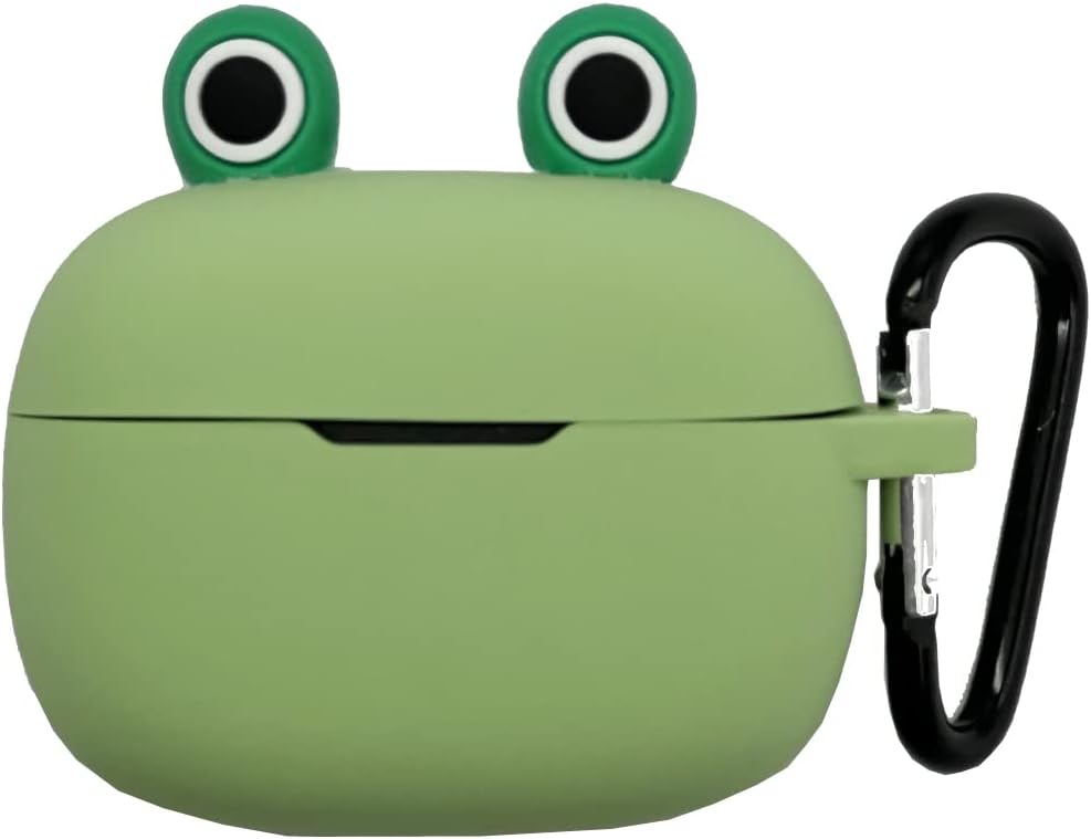 Cartoon Kawaii Case for JBL Vibe 200TWS Wave 200TWS Earbuds, Seadream Portable Cute 3D Animal Frog Eye Cartoon Scratch Shock Resitant Protective Cover with Carabiner (Frog Eye)