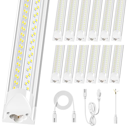 ELEKICO 12 Pack Super Bright 100w 8ft Led Shop Light, 15000lm 5000k V Shape 8' Led Shop Lights 8ft...