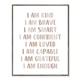 Affirmations Print, I Am Kind, I Am Brave, Affirmations For Kids, Inspirational Quote, Nursery Room Decor, Affirmations Gift, Kids Print, Graduation Gifts, Without Frame - 8x10