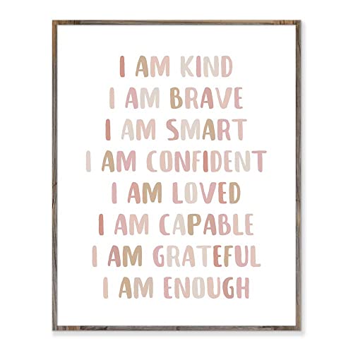 Affirmations Print, I Am Kind, I Am Brave, Affirmations For Kids, Inspirational Quote, Nursery Room Decor, Affirmations Gift, Kids Print, Graduation Gifts, Without Frame - 8x10