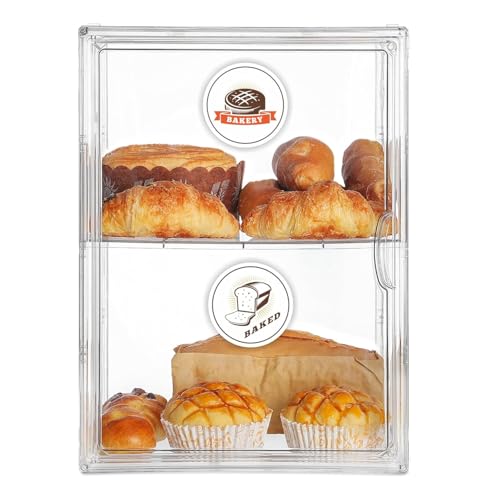 Consejos para Comprar Paneras comprados en linea. 50 Panera para Pan Transparente, Vitrina Exhibidor de Acrilico Apilable, Doble Capa Vitrina Exhibidor Para Guardar Pan, Magdalenas, Bolso, Modelizacion