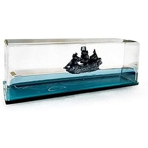 Honsheng Unsinkable Black Pearl Pirate Simulator Toy Wavey Boat in a Box Liquid Wave Cruise Fluid Ship Decoration Ornament for Car Decoration Paperweight Desk Toy Gifts