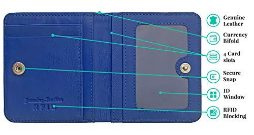 Personalized RFID Leather Womens Mini Wallet With Credit Card Holders and Coin Pocket - Teal/Cobalt Blue3