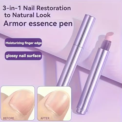 2 Stück 3-In-1 Nagelhautölstift, Nagelhautschieber Ölstift mit Keramikspitze, Feuchtigkeitsspendender Cuticle Oil Pen,Nagelhautentfernerstift,Nagelpflege Stift für Trockene, Beschädigte Nägel