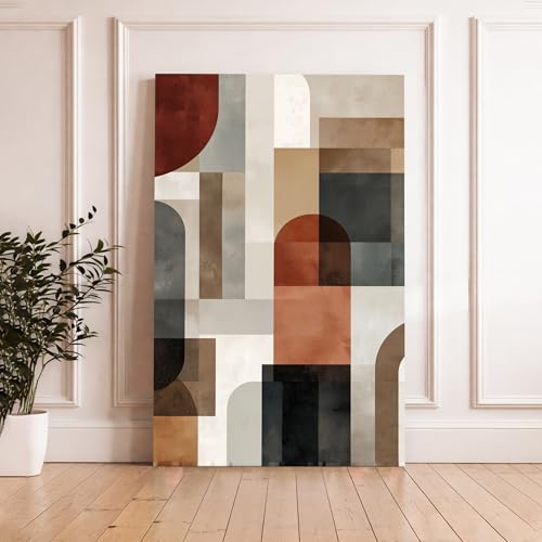 Image of Boho Abstract Stretched Canvas Painting For Living Room | Multicolor Abstract Stretched Canvas Wall Art For Livingroom Home Decor, Bedroom, Hallway's, Office, Hotel - 56x86 cm