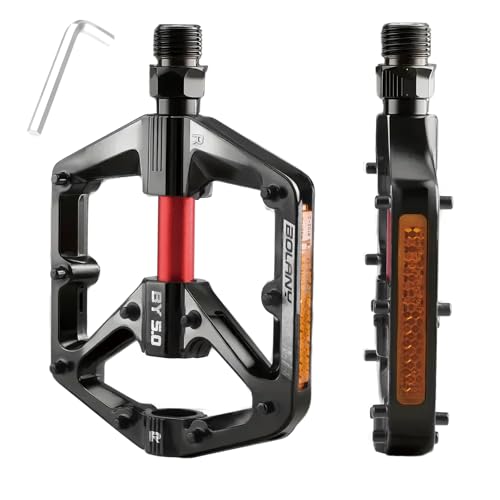 TRIWONDER Fahrradpedale mit Reflektorstreifen für E-Bike, Mountainbike, Rennrad (03 Schwarz - 2 DU, Einheitsgröße)