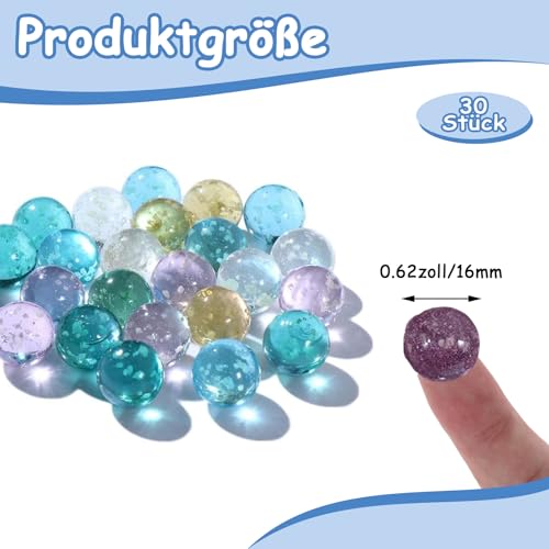 KkvoGmle 30 Stück Kinder Murmeln, Bunt Glasmurmeln Leuchtet im Dunkeln, Runde Glassteine Dunkelnleuchten, Fluoreszierende Glasperlen für Marmorbahn-Spiel Murmelbahn-Zubehör, DIY und Heimdekoration
