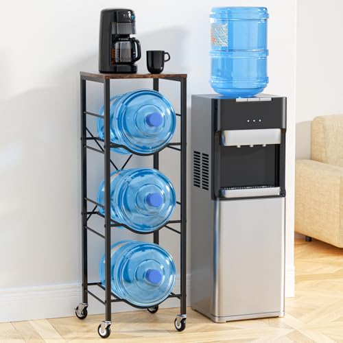 5 Gallon Water Jug Holder -5 Gallon Water Jug Stand with Storage Shelves for Kitchen Living Room Office (3 Tier)