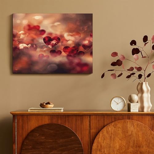 Toile murale imprimée cœur pour déco salon moderne cocooning