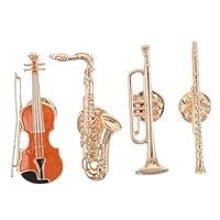 Beavorty 4 pezzi Spille da Musicista Vintage di Spille di Chitarra Sassofono Tromba e Flauto in Metallo Accessori Leggeri per Giacche Cappelli e per Amanti della