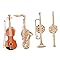 Beavorty 4 pezzi Spille da Musicista Vintage di Spille di Chitarra Sassofono Tromba e Flauto in Metallo Accessori Leggeri per Giacche Cappelli e per Amanti della