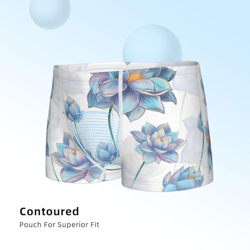 Boys' Cotton Boxer Brief Soft Underwear-Pale Blue Lotus Flowers4