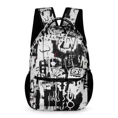Novelty Graffiti Pattern Backpack for Men, Stylish Lightweight School Bag for Boys Girls, Casual Daypack for Travel Laptop Hiking Camping