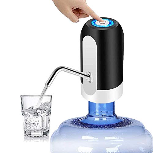 Water Bottle Pump, YOMYM 5 Gallon Water Pump Dispenser USB Charging Portable Electric Drinking Water Bottle Dispenser Switch for Universal 5 Gallon Black