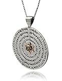HaAri Kabbalah King Solomon Amulet Pendant Necklace Engraved with 72 Names of God to Draw Powerful Energy and Enhance Positive Changes in Life (18, Star of David Center)