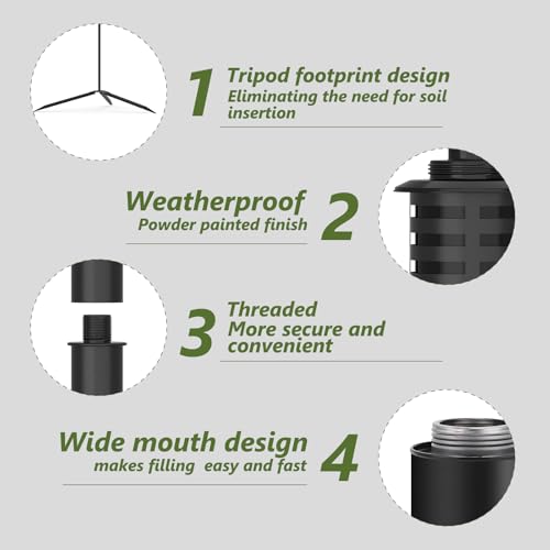 FAN-Torches 6 Pack Garden Torch with Tripod Footprint, 55 Inch Outdoor Metal Torch Garden Décor, Upgraded Home Citronella Torches, Metal Light Torches for Any Yard, Pathway, Backyard - Thumbnail 7