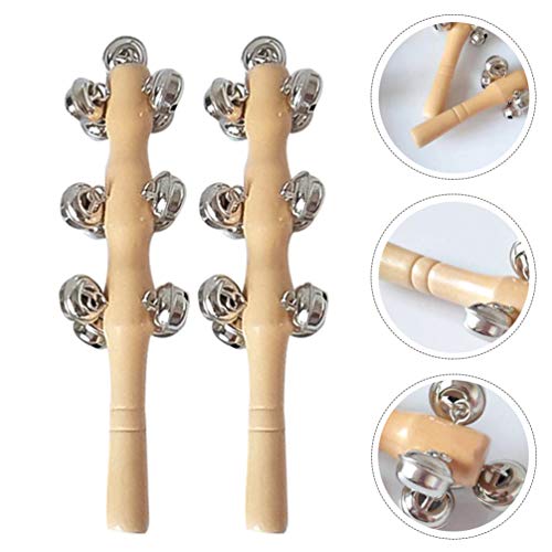 NUOBESTY 4 Peças de Sinos de Mão de Trenó de Madeira Mesa Escolar Sino Sinos Brinquedo Musical para