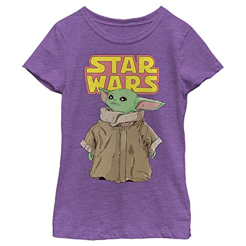 STAR WARS Girl's The Mandalorian The Mandalorian The Child Retro Logo Stance T-Shirt