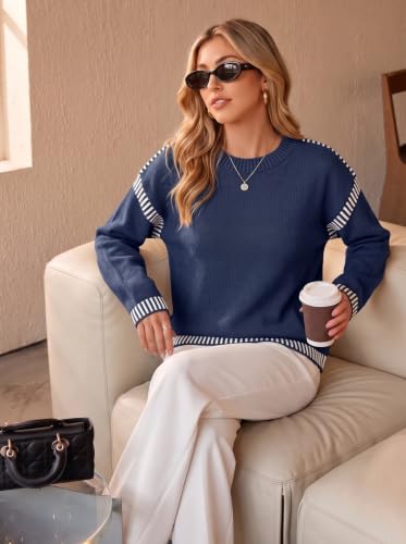 Image of Dokotoo Sweaters for Women Oversized Crewneck Long Sleeve Knit Sweater Tops
