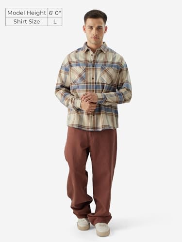Image of The Souled Store Checks: Blue Yellow Men and Boys Long Sleeve Collared Neck Button Front Relaxed Fit Shirts Shirts Casual Plaid Button-Down Long Sleeve Checks Checkered Casual Workwear Fashionable