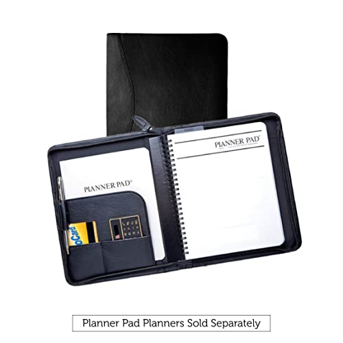 Planner Pad Spiral Bound Personal Size Cover, Fits 6 3/4 X 8 1/2” Size Planner Pages, Black Faux Leather #TOP4