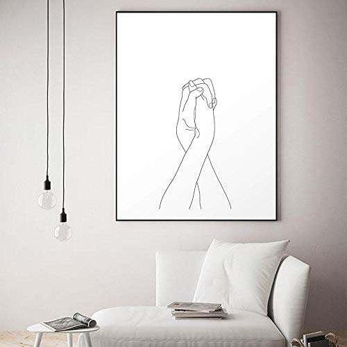 DHLHL Cartel nórdico Manos en Blanco y Negro Impresiones en Lienzo Nunca me Dejes IR Imágenes de Pared para Sala de Estar Decoración Minimalista para el hogar 50x70 cm sin Marco