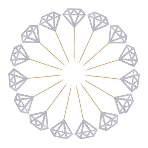 50 Pack Cupcake Toppers Silver Glitter Diamond Cakes Toppers Cupcake Decor Party Cake Decoration Supplies Cover